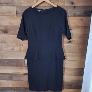 Lafayette 147 New York Black Peplum Sheath Dress SZ 6